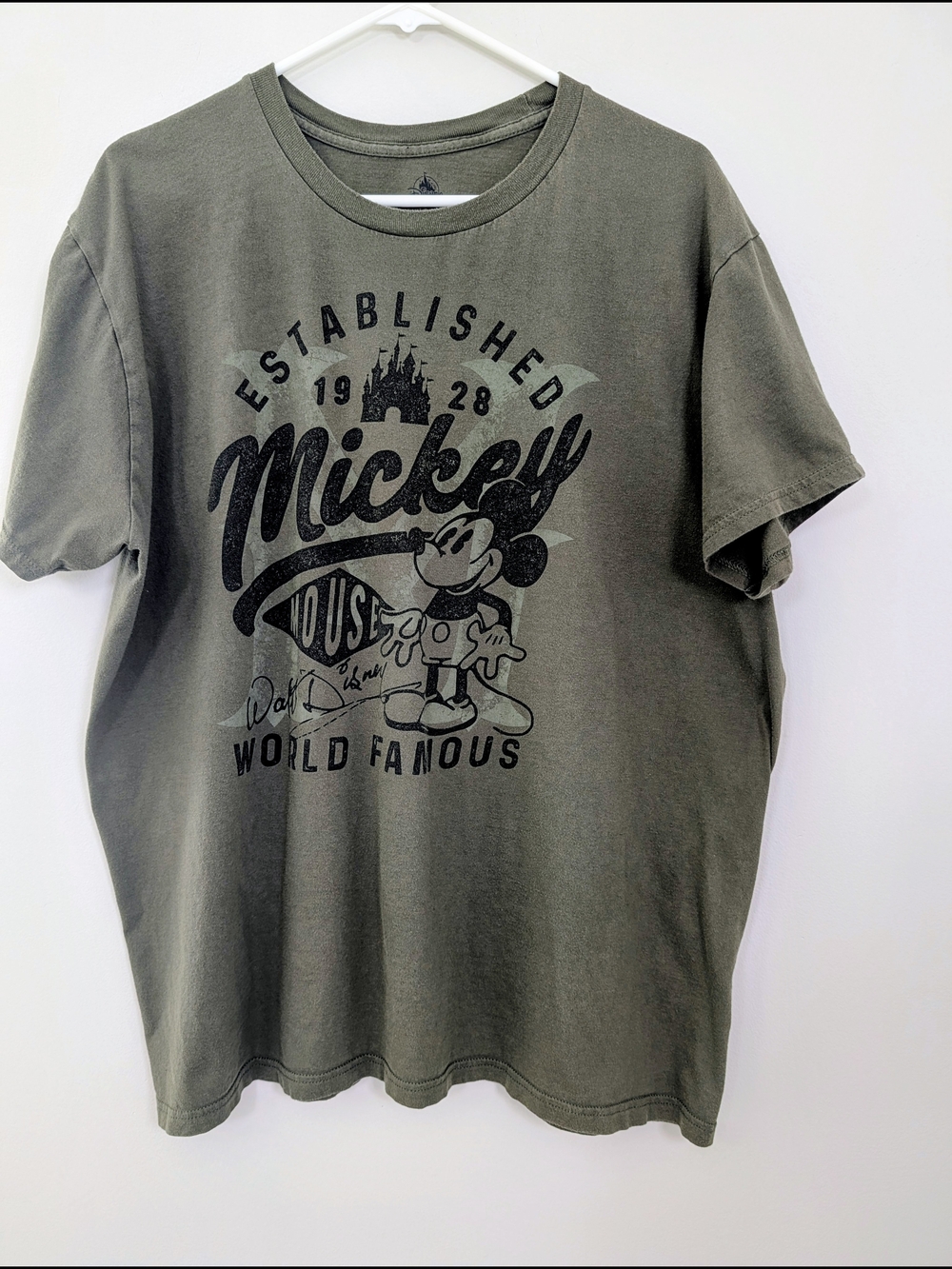 Disney Mickey Mouse Established 1928 Graphic Tee Olive Green XXL